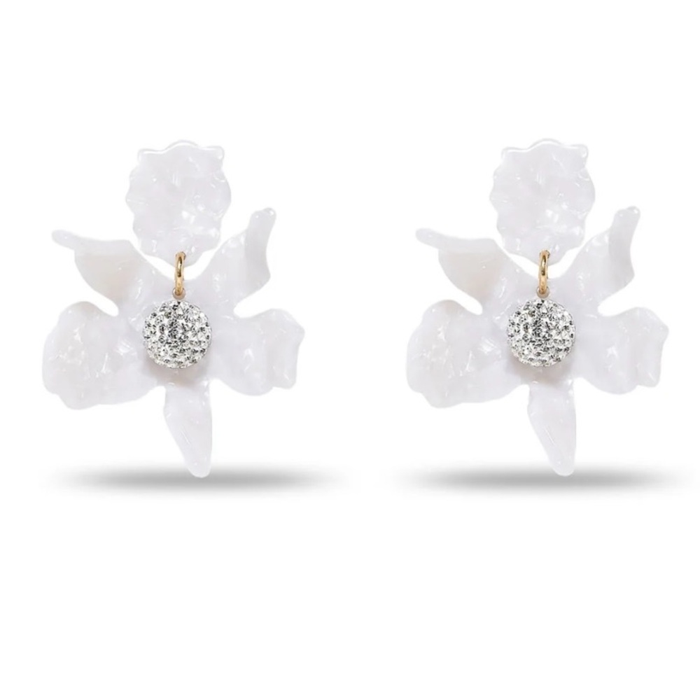 Lele Sadoughi Mother of Pearl Crystal lily earrings